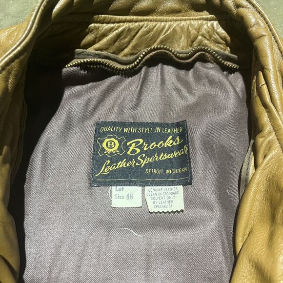 Vintage 60s Brooks Sportswear Brown Leather Cafe Racer - Picture 4 of 4